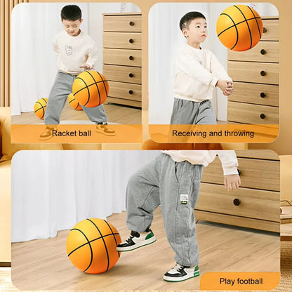 Kids Indoor Silent Basketball Ball 24/21/18Cm High-Resilience Foam Silent Basketball Size 7 Lightweight Small Basketball Basket