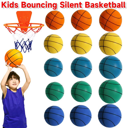 Kids Indoor Silent Basketball Ball 24/21/18Cm High-Resilience Foam Silent Basketball Size 7 Lightweight Small Basketball Basket